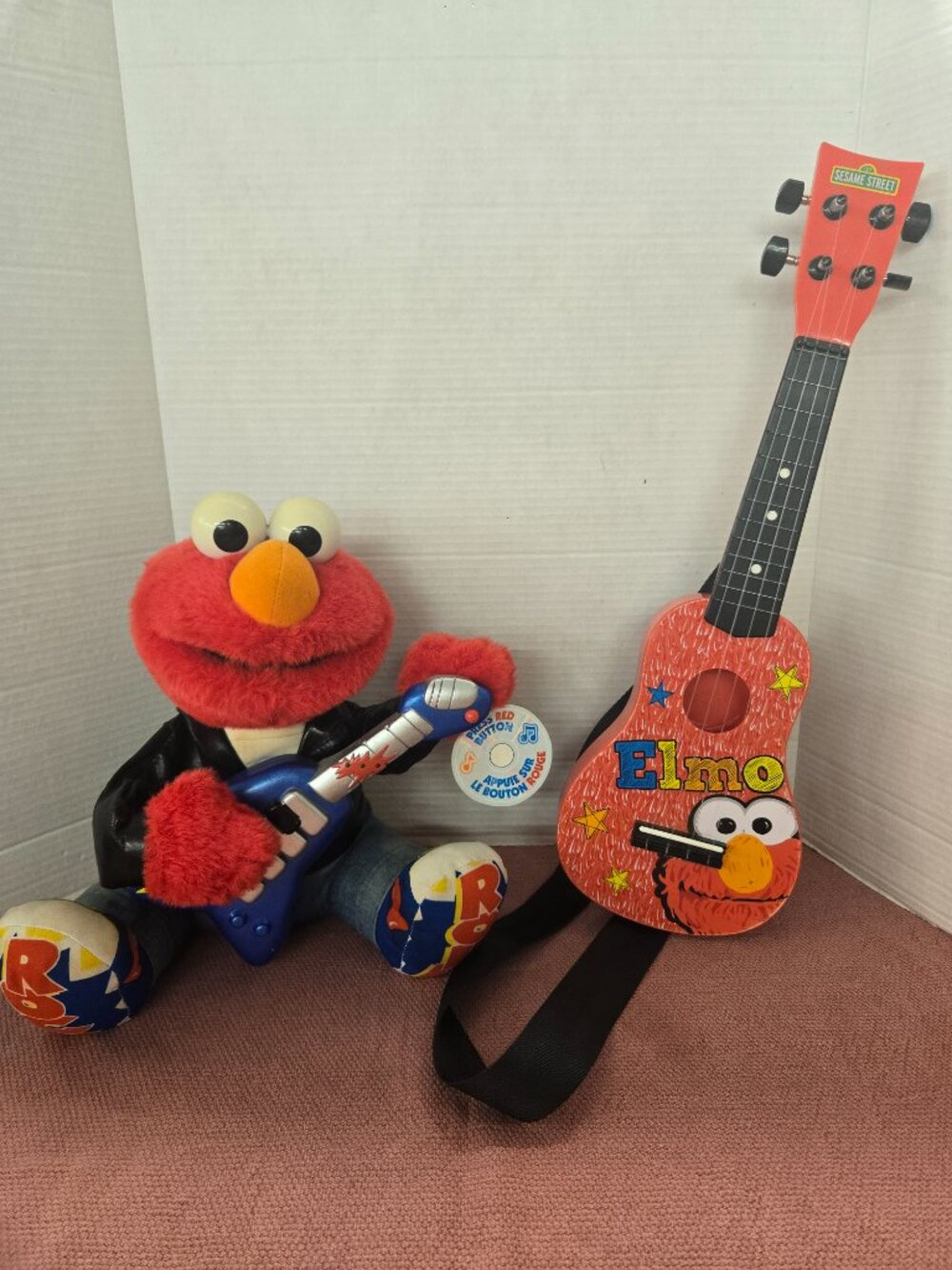 vintage Tyco 1990's Rock & Roll Elmo Lot & childs guitar too! Sesame Street